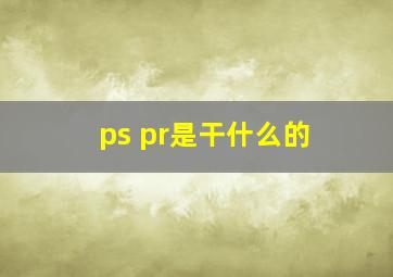 ps pr是干什么的